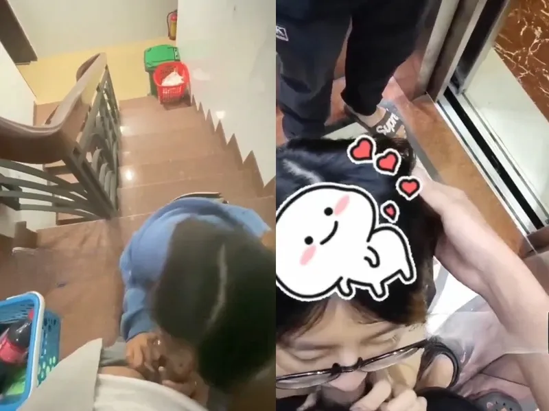 Em đang mút cặc thì thang máy có người vào, vừa hồi hộp vừa nứng
